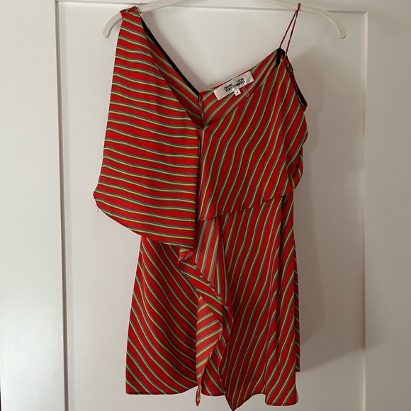 Diane Von Furstenberg Tops - DVF Bodin Stripe Silk Ruffle Asymmetrical Top
